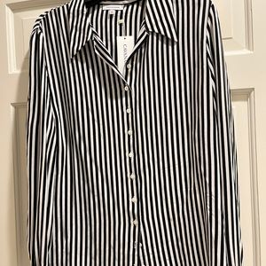 Cavanagh Baker silk Andrea blouse, black and white stripe